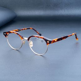 Optical Eyeglasses For Men Women Retro Designer GMS623 Fashion Acetate Fibreglass Frames European and American Round Style Anti-Blue Light Lens Plate With Box