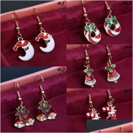 Dangle Chandelier Fahion Christmas Earrings Santa Claus Deer Snowflake Gift Box Bell Tree Design Ear Stud For Women Drop De Dhgarden Dhbjk