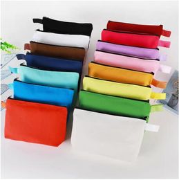 Canvas Makeup Bags Travel Cosmetic Bag Plain Makeup Pouch Blank Toiletry Bag DIY Craft Bags with Zipper for Women Girl