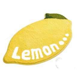 Carpets Inyahome Flocking Fruit Lemon Shape Bath Rug Home Entrance Mat Bedroom Bathroom Door Non-Slip Carpet Absorbent Foot Mat 231113