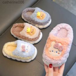 Slipper Children Home Slippers Cute Rabbit Cotton Shoes Thick Sole Non-slip Kids Shoes Boys Indoor Warm Cotton Slippers Baby Floor ShoesL231114