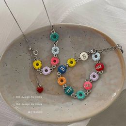 Link Bracelets Sweet Oil Dripping Colourful Doughnut Bracelet Korean Version Of Personality All-match Simple Temperament Fashion Accessories