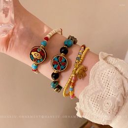 Strand Retro Ethnic Style Nepal Bead Bracelet Tibetan Simple Fashion Ringbell Weave For Men And Women