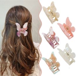 New Butterfly Hair Claw Acetate Material Mix Colour Clip For Women Girl Thick Hair Retro Hair Accessories