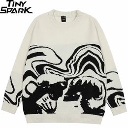 Men's Sweaters Men Streetwear Sweater Retro Painting Skull Graphic Hip Hop Knitted Sweater Vintage Pullover Casual Wool Sweater Hipster 231114