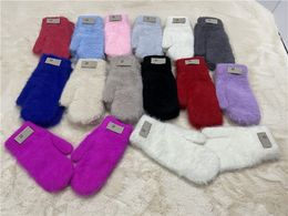 Damen-Winterhandschuhe, warm halten, Plüschhandschuhe, Elastizität, weiche Vollfinger-Fäustlinge, Kaninchenimitat-Handschuhe, Pelz, Mädchen, modische Handschuhe, Wolle, Kaschmir, Fahrhandschuhe