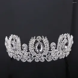 Hair Clips Luxury Silver Plated Bride Crown Wedding Dress Accessories Sparkling Rhinestone Manual Inlay Headwear Can Be Customised