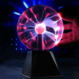 Night Lights Novelty Lighting Magic Plasma Ball Lamp 3/4/5/6 Inch Night Light Lava Lamp Christmas Kids Gift Glass Lamp Decor Table Lights Q231114