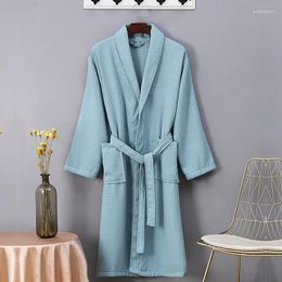 Women's Sleepwear Summer Women Bathrobe Couple Nightgown Pyjamas Cotton Solid Colour Casual House Robe Kimono Designer Vintage