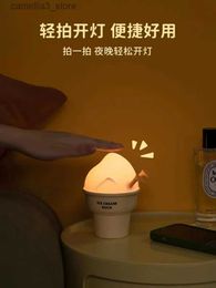 Night Lights Ice cream duck night light bedroom sleep light clapping light charging USB bedside light birthday gift Q231114