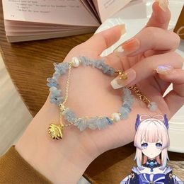 Charm Bracelets Kokomi Shell Blue Gem Stone Chain Crystal Bracelet Cosplay Genshin Impact Girls Fanshion Costume Props Gift