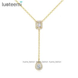 LUOTEEMI Hot Sale CZ Diamond Pendant Necklace 18K Gold Plated Necklace Jewellery for Gifts Party