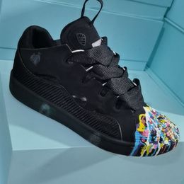 3 - дизайнерские сетчатые туфли на шнуровке в стиле 90-х, необычные кроссовки с тиснением, кожаные мужские и женские кроссовки из телячьей кожи наппа, резиновая платформа