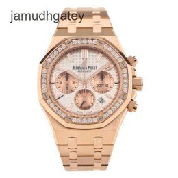 Ap Swiss Luxury Watch Royal Oak Series 18k Rose Gold Original Diamond Automatic Mechanical Women's Watch Ux2606m Wrist Rim 180mm Weight: 204