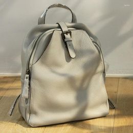 School Bags Brand Backpack Women Genuine Leather Travel Shoulder Gray Brown Black Cowhide Girl Book Backpacks