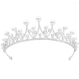 Hair Clips YYSuniee Imitation Pearl Wedding Crown Luxury Cubic Zirconia Silver Plated Brass Tiaras And Crowns Bridal Banquet Headpiece