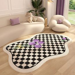Carpet Carpet for Living Room Cute Special-shaped Plaid Printed Bedroom Plush Rug Home Decoration Large Area IG Cloakroom Fluffy Mat 231113