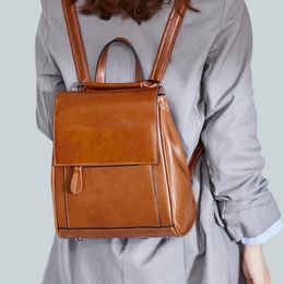 School Bags Genuine Leather Women Backpack Rucksack Cross Body Shoulder Bag Girls Female Natural Skin Book Laptop Messenger J36