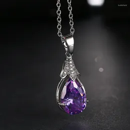 Pendant Necklaces NoEnName_Null 2023 Fashion Purple Crystal Necklace And Women's Friends Gifts Practical Jewelry
