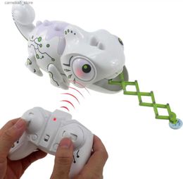 Electric/RC Animals New Remote control toy chameleon Tyrannosaurus 12 kinds of lighting effects and predation functions RC Robots Animals toys Q231114