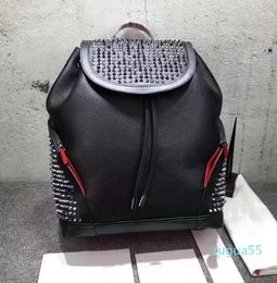 Designer-women men Genuine leather School Backpack lamb skin spike bags with crystal black Colour handbags Sport