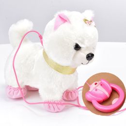 Electric/RC Animals Robot Dog Sound Control Interactive Dog Electronic Toys Plush Puppy Pet Walk Bark Leash Teddy Toys For Children Birthday Gifts 230414