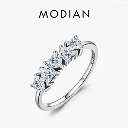 Cluster Rings MODIAN Arrival 925 Sterling Silver Stackable Heart Finger For Women Shining Clear CZ Wedding Engagement Bands Jewellery