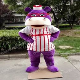 Christmas Purple Hippo Mascot Costume High quality Cartoon Character Outfits Halloween Carnival Dress Suits Adult Size Birthday Party Outdoor Outfit