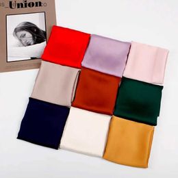 Scarves 70*70cm Solid Silk Handkerchief Small Hair Scarf For Women Cute Plain Bag Scarfs Female Green Black Pink Neck Scarves Ladies R231114