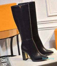 Luxury Winter Knee 15inch Cowboy Boots Lady Cow Leather Boots Sz35-40