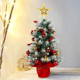 Christmas Decorations OurWarm 24" Mini Christmas TreeArtificial Tabletop Christmas Tree Star Tree Topper and Hanging Ornaments Small Christmas Tree 231113