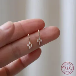 Stud Earrings 925 Sterling Silver Plated 14K Gold Japanese Vintage Diamond Zircon Pendant For Women Girl Exquisite Everyday Jewelry