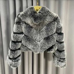 Womens Fur Faux Winter Ladies Fluffy Fashion Thick Warm Coat Crop Top Women Real Fox Jacket 231113