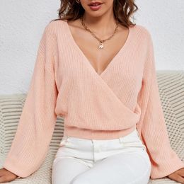 Women's Sweaters Europe And The United States Autumn Winter Sexy V-neck Loose Casual Long-sleeved Pullover Sweater Jacket