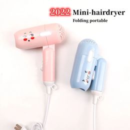 Hair Dryers Hairdryer Mini Cartoon Student Dormitory Hair Dryer Folding Low Noise Home Travel Portable Cold Wind Style Tool 231113