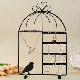 Jewelry Pouches Iron Metal Birdcage Display Stand Organizer Rack Hanging Wall For Women Earrings Necklaces Bracelets Storage Holders