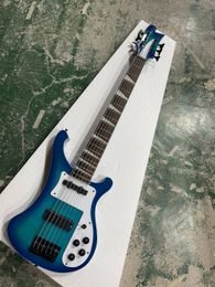 Blue Body 6 Strings Electric Bass Guitar with Rosewood Fingerboard Provide Custom Service