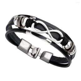 Bangle Top Quality Handmade Leather And Alloy Belt Buckle Bracelets Charm Black Fashion Cuff Design For Women Men Jewelry 2023