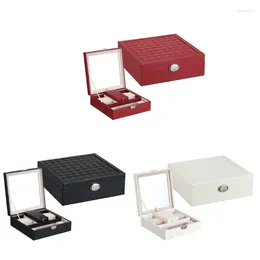 Jewelry Pouches Multifunctional Box Large-Capacity Ring Necklace Earrings Container Leather Storage Cases