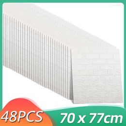 Wallpapers 24/48pcs 77cm 3D Wall Sticker Self-adhesive Foam Brick House Decoration DIY Wallpaper Children's Room