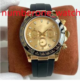 Watch luxury watches men automatic gold watchs size 40MM 7750 movement Ceramic ring Stainless steel case rubber strap sapphire glass Orologio