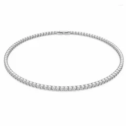 Chains Nareyo 925 Sterling Silver Necklace Zircon Chain Women Fashion Simple Engagement Wedding Charm Jewellery 4mm 45cm