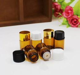 Empty Clear Bottle 1ml Small 21 Glass Amber Bottle 16*22mm With Pull Orifice Rducer Screw Cap Mini Essential Oil Clear Vials