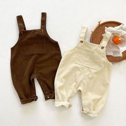 Overalls Baby Toddler Boys Kids Solid Overalls Suspender Trousers Casual Corduroy Baby Girl Bib Pants Solid Outwear 0-3Y 230414