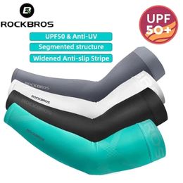 Sports Gloves ROCKBROS Arm Sleeve Breathable Quick Dry UV Protection Cycling Sport Ice Fabric Sunscreen Wear Fitness 230413