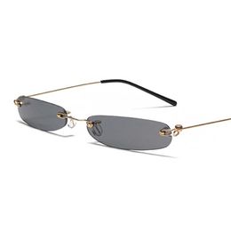 Narrow Sunglasses Men Rimless Summer Red Blue Black Rectangular Sun Glasses for Women Small Face Hot 230920