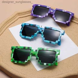 Sunglasses Kids Sunglasses Funny Sun Glasses Cosplay Action Game Toy Square Glasses Pixel Mosaic Thug Life Eyewear Children's GiftL231114