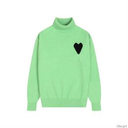 Amisweater Winter Turtleneck Designer AM I Paris Jumper High Collar Warm Sweatshirt Jacquard A-word Love Heart Coeur hoody Men Women Knit New Color AMIs DDBJ