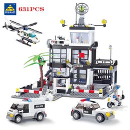 Blocks Building City Truck Car Mobile Prison Heilicopter Motorcycle Kits Kid Toy Children Patrol Station Sets 231114