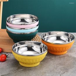 Bowls Double Layer Anti-Scalding Ramen Bowl Stainless Steel Instant Noodles Soup Container Tableware Utensils For Kitchen